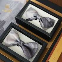 Hyde Park groom best man hand gift box silver gray champagne gold dress men wedding bow tie
