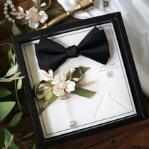 Hyde Park wedding groom best man Korean style Mori wedding accessories solid color black set mens bow tie gift box