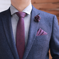 Hyde Park tie three-piece wedding wedding groom best man autumn and winter high-end British purple cotton tie