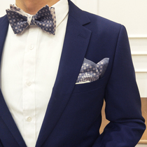 Hyde Park Original Wedding Groom Best Man Blue Grey Korean British Suit Men's Bow Tie