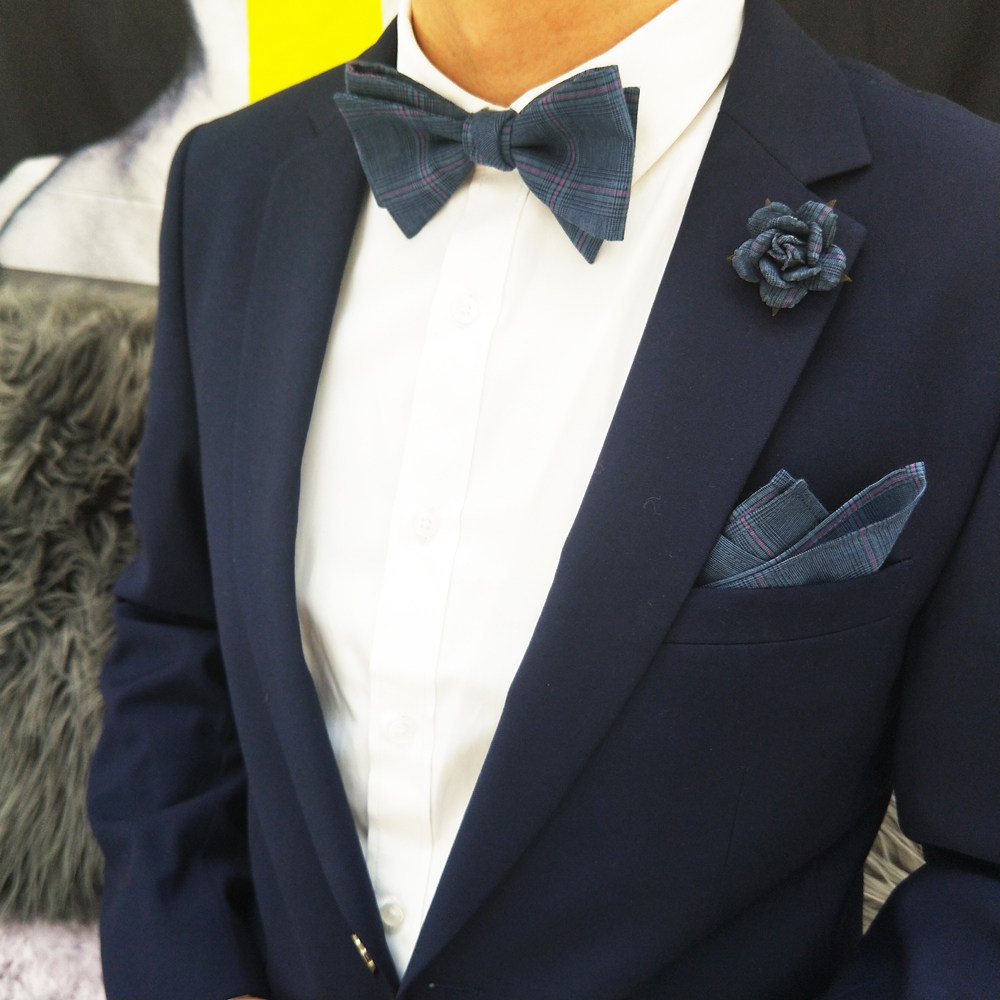 Heide Park Original Gge Wedding Wedding Wedding Groom Bridegroom Korean version Inlan retro blue men's collar tie