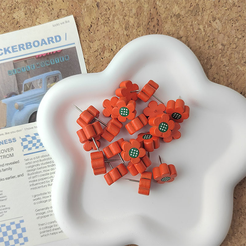 20 box of orange adorable flowers Plum Wood Figure Nails Softwood felt Photo Wall Kindergarten Decoration-Taobao