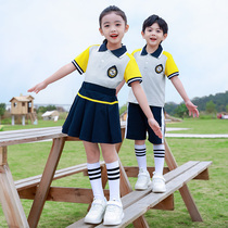 Summer primary school uniforms suit new short sleeve summer clothes kindergarten garden clothes two sets a second grade class suit