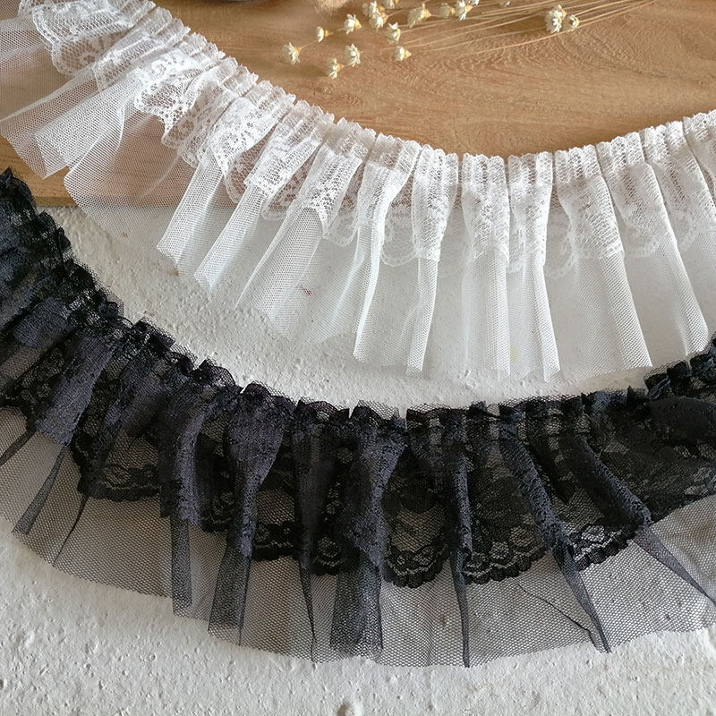 Eurostyle White New Three-dimensional Double Layer Mesh Yarn Doll Sweater Neckline Cuffs Clothing Lace Lace Accessories