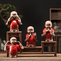 Four no small monk purple sand tea pet boutique can be raised not to listen to personality tea play creative tea ceremony tea table decorations