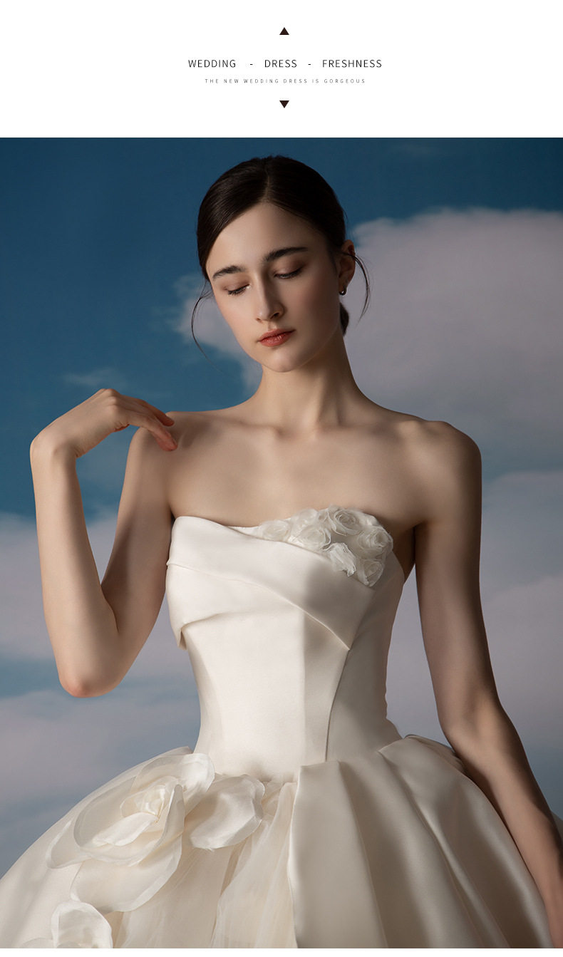 Свадебное платье, топ без лямок для невесты, изысканный стиль, открытые плечи        