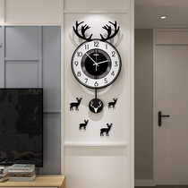 Mei Shida Nordic deer head clock wall clock living room creative fashion home light luxury clock modern simple Net Red Watch