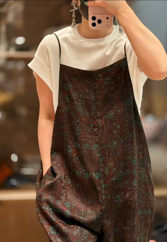 New Chinese-Style High-End Retro National Trend Women's Silk Fragrant Cloud Yarn Suspender Pants Overalls Shoulder Strap Pants Jumpsuit for Women New Chinese-Style High-End Retro National Trend Women's Silk Fragrant Cloud Yarn Suspender Pants Overalls Shoulder Strap Pants Jumpsuit for Women