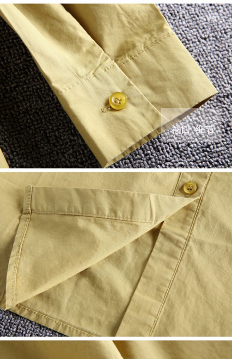 Áo sơ mi dài tay châu Âu nữ mùa xuân và mùa thu mới Han Fan Slim áo ngực đơn màu cotton rắn áo sơ mi kiểu áo voan đẹp