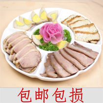 Household five fruit plate Multi-grid fruit fight dried fruit brine pure white ceramic plate Dumpling plate European master plate