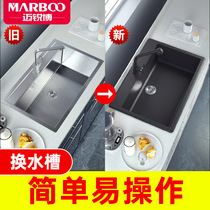 Kitchen replacement of the old sink sink old and countertop underhole trailblazers service (replacement quartz stone sink)