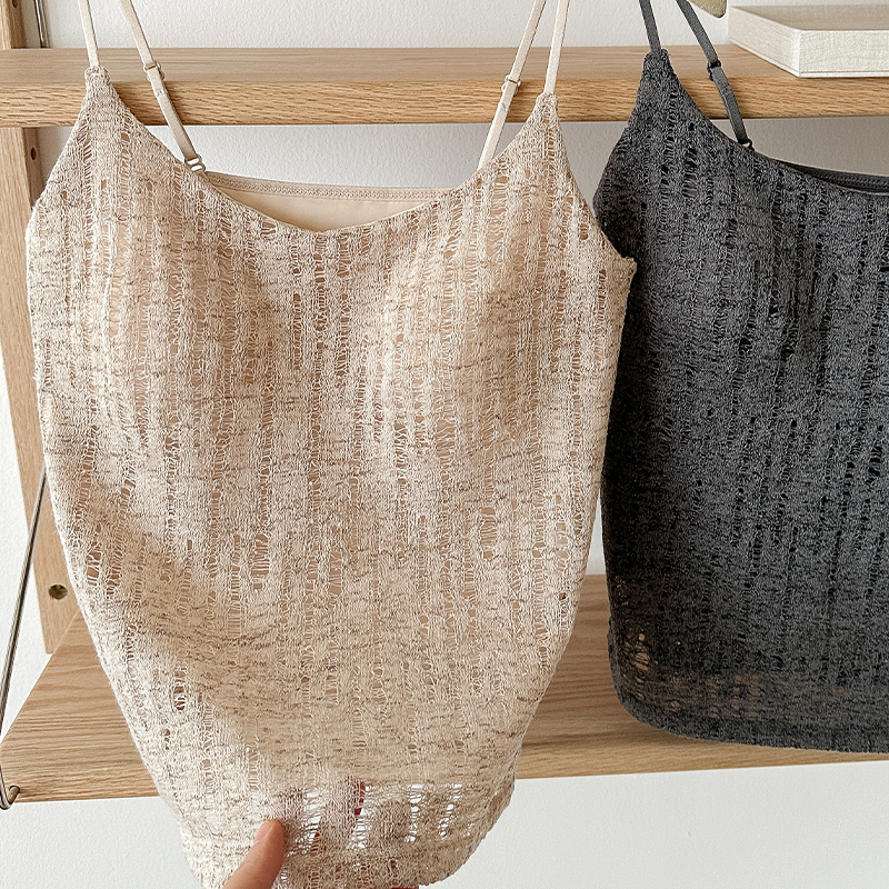 Linen-Style Lace Camisole for Women, Thin Modal with Built-In Bra Pads, Beautiful Back, Slimming Inner Layer Top Linen-Style Lace Camisole for Women, Thin Modal with Built-In Bra Pads, Beautiful Back, Slimming Inner Layer Top