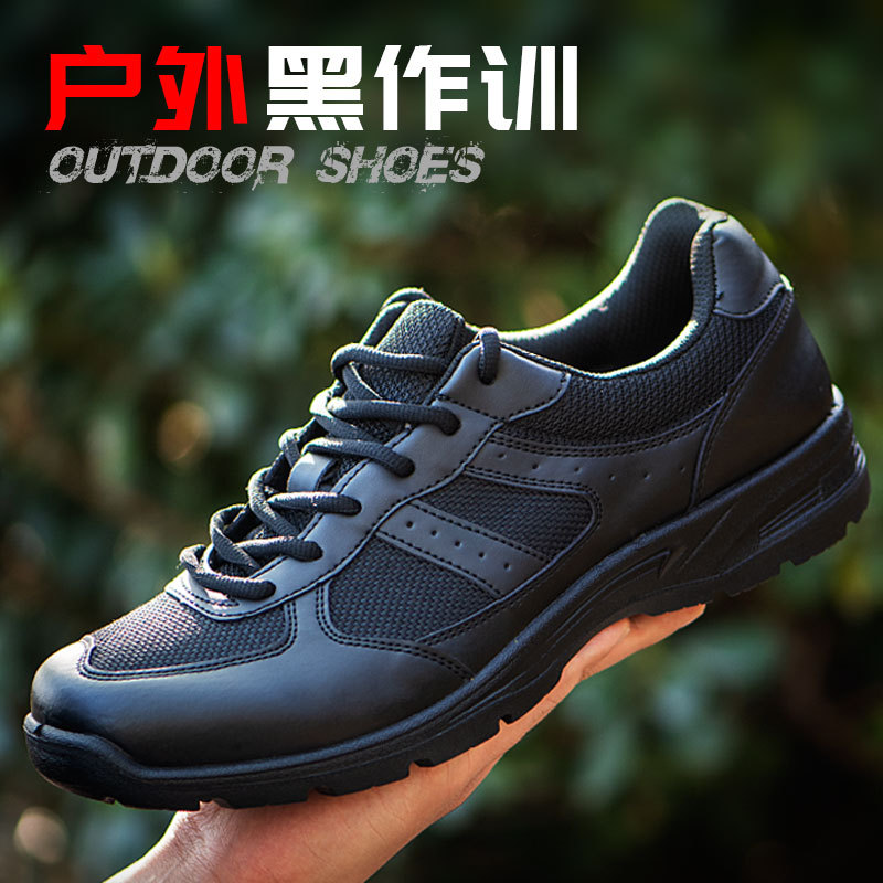 Summer new style training shoes, black mesh public hair duty rubber shoes, military training, ultra-light and breathable running shoes, men