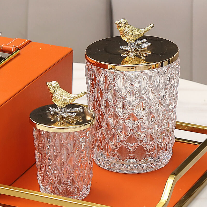 European transparent crystal glass candy cans American storage tank creative deer head delicate cotton canned toothpick decoration