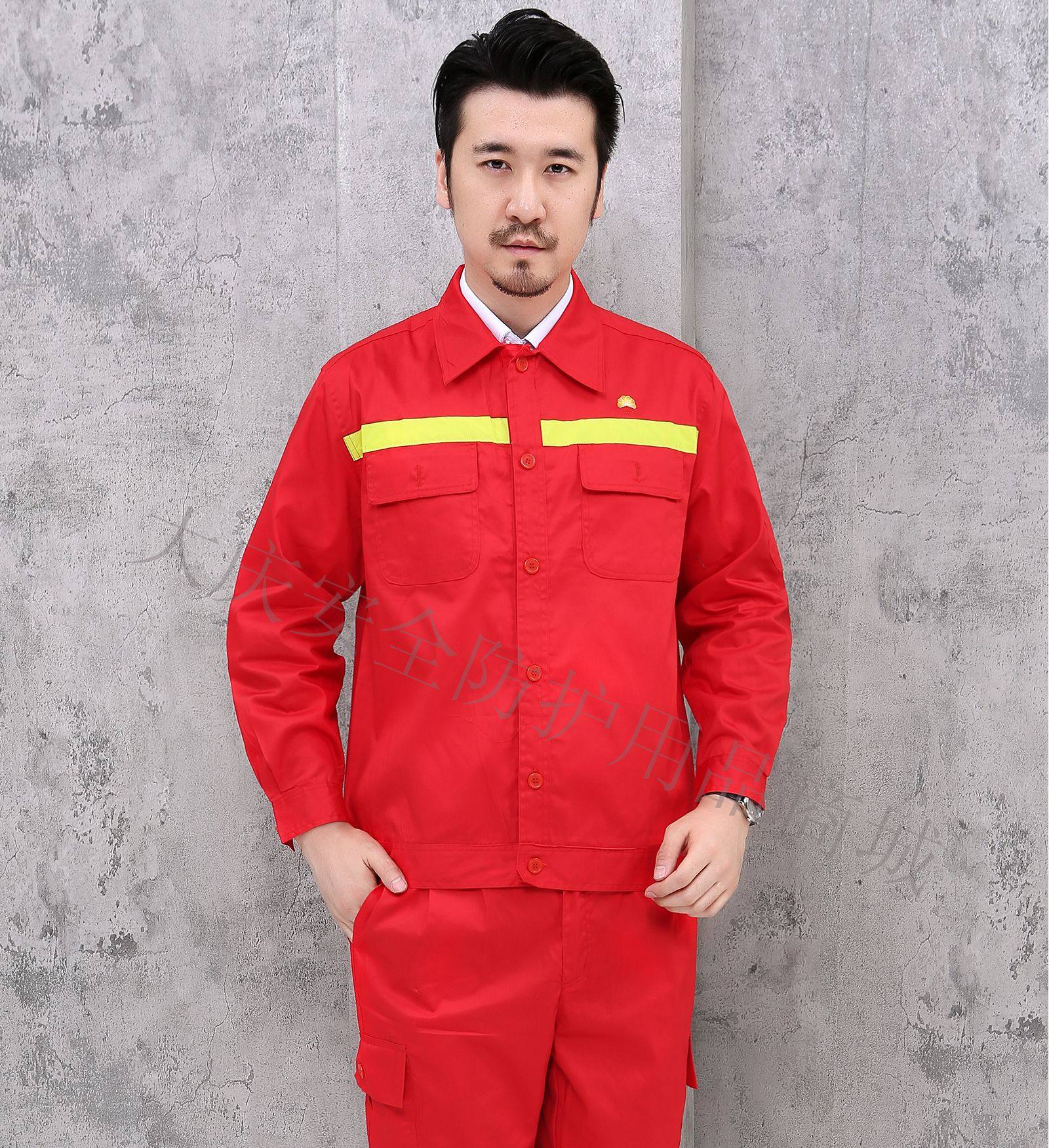 Medium Oil Work Clothes Oilfield Labor Conserved Oil Resistant water Repellent Fabric Reflective Strips Red Suit Spring Autumn Monolayer Thick
