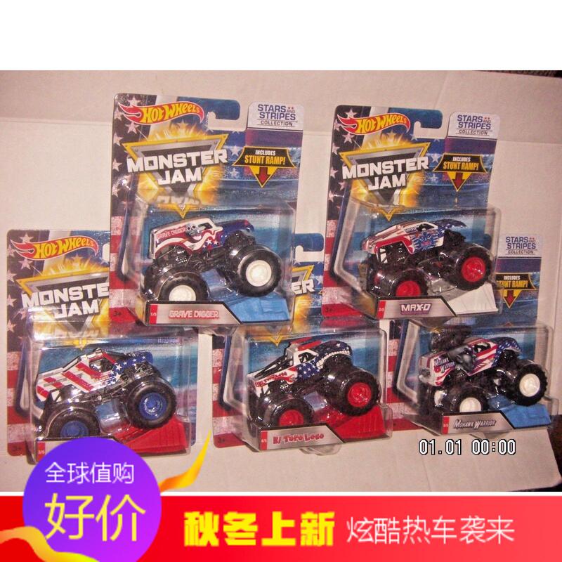Hot Wheels Monster Jam Bigfoot 2018 American Flag Walmart Special Edition 5-Car Set K104 Hot Wheels Monster Jam Bigfoot 2018 American Flag Walmart Special Edition 5-Car Set K104