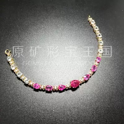 Raw ore color gemstone Natural Rubialai tourmaline bracelet 18K diamond-set customer customization Contact customer service