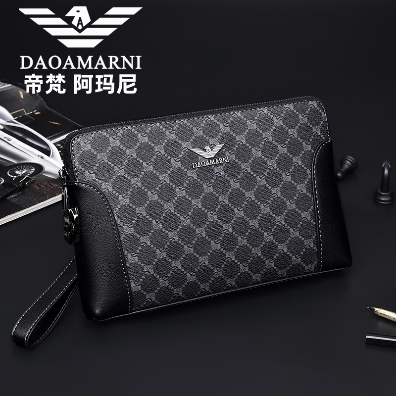 Emperor van Amari's new men's hand held bag genuine leather business hand carry bag men's casual hand clip package password lock-Taobao