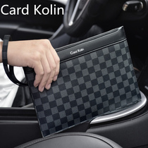4OICK new mens clutch bag checkered ultra-thin wrist bag casual envelope bag mens clutch bag mens clutch bag