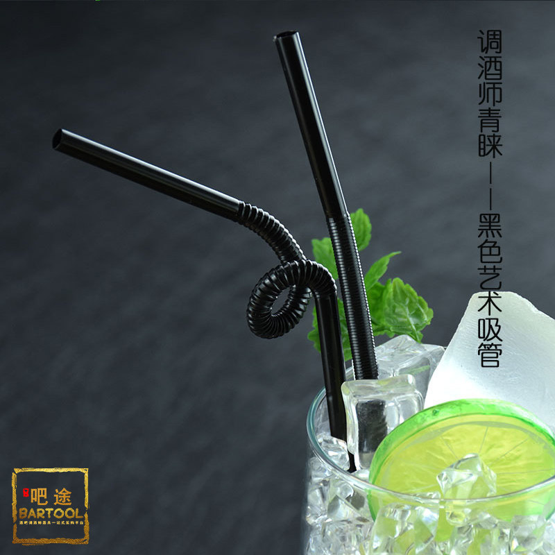 10 Pack Bar Cocktail Bartender Decorative straws Black straws Disposable Art straws 100 Pack