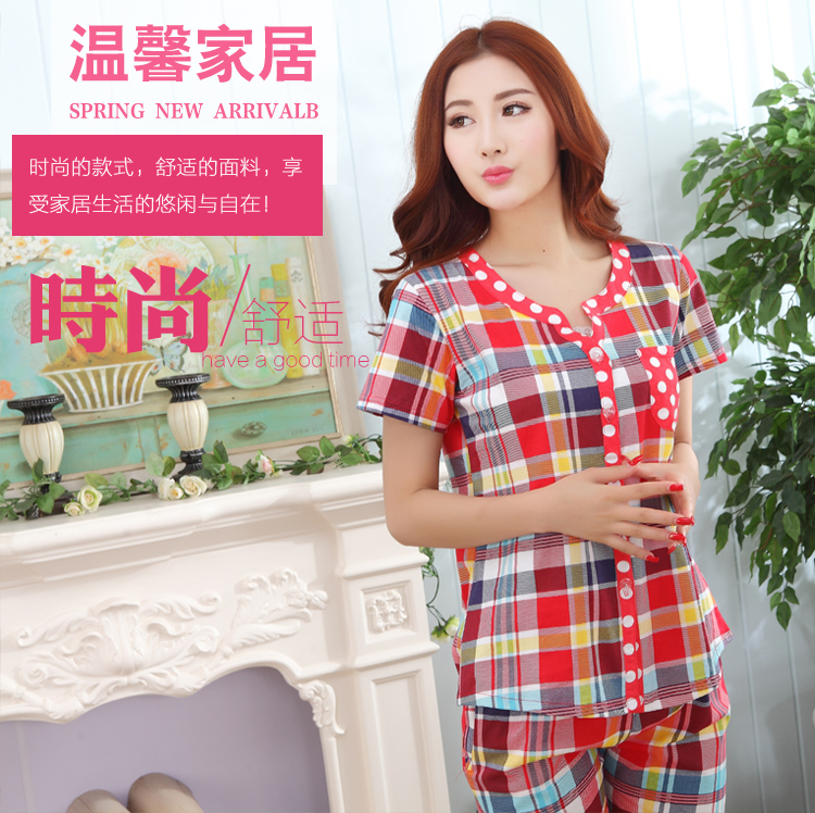 Mùa hè kích thước lớn phụ nữ đồ ngủ 100% cotton ngắn tay quần cotton của phụ nữ phần mỏng dịch vụ nhà chất béo mm200 kg