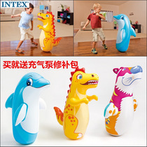  INTEX large inflatable tumbler big head thickened sandbag toy children cartoon baby fitness toy ball