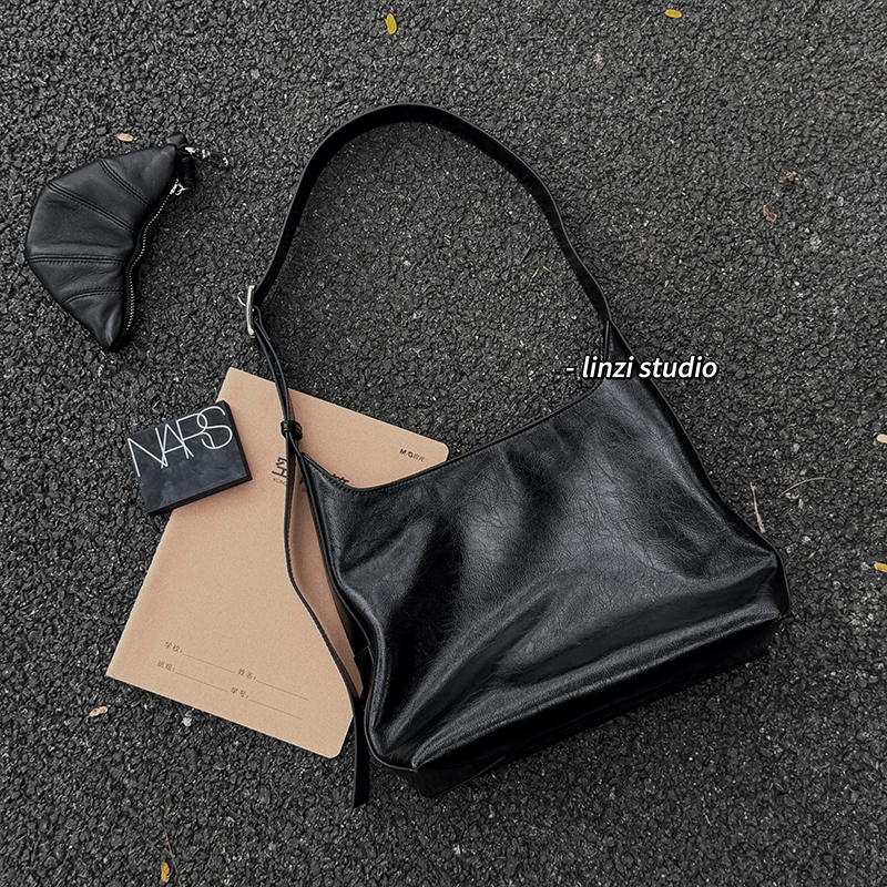 Linzi Retro High-End Large-Capacity Tote Bag Small Leather Versatile Commuter Shoulder Bag Underarm Crossbody Bag