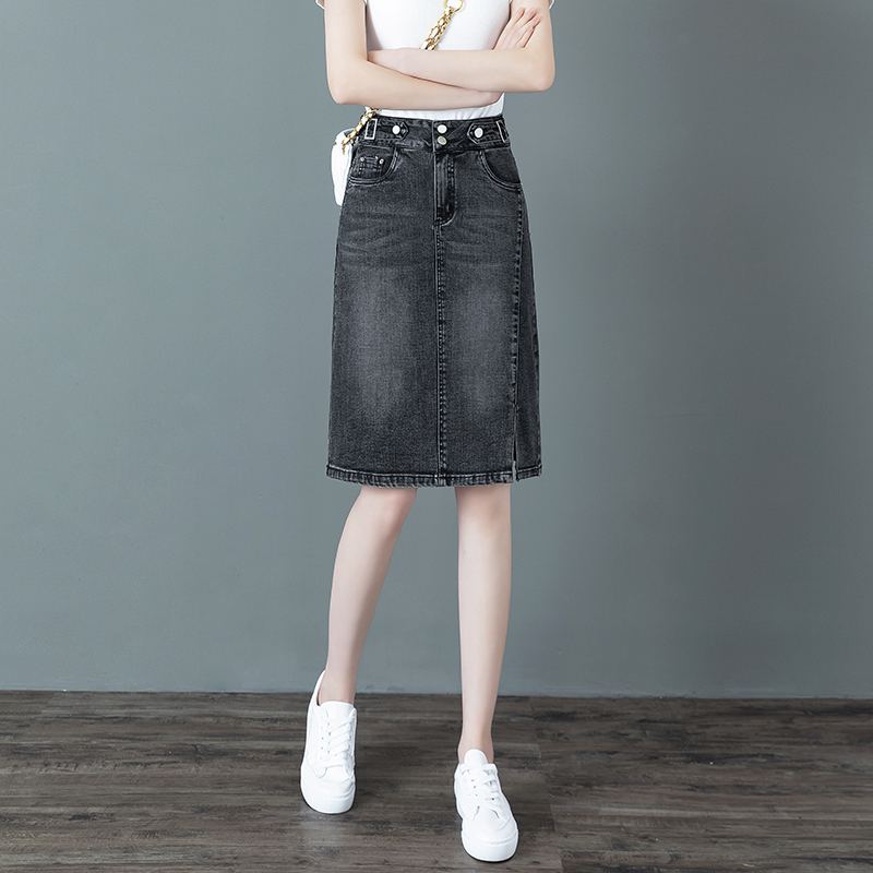 High-Waisted Denim Skirt for Women, Summer 2026 Autumn Collection, Slit A-Line Midi Skirt, New Hip-Hugging Pencil Skirt
