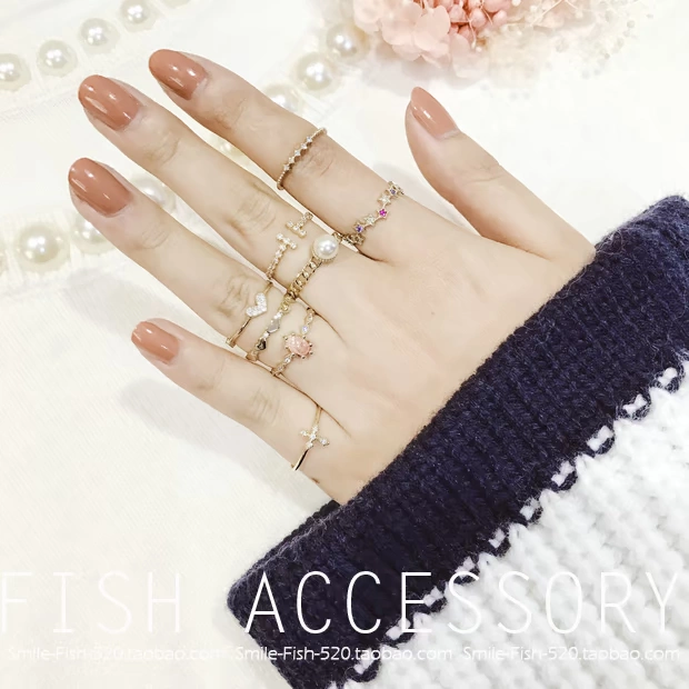 Hàn Quốc siêu tinh tế ngọt ngào zircon tình yêu trái tim bạn gái bạn gái món quà ngón tay nhẫn nhẫn nữ trang sức
