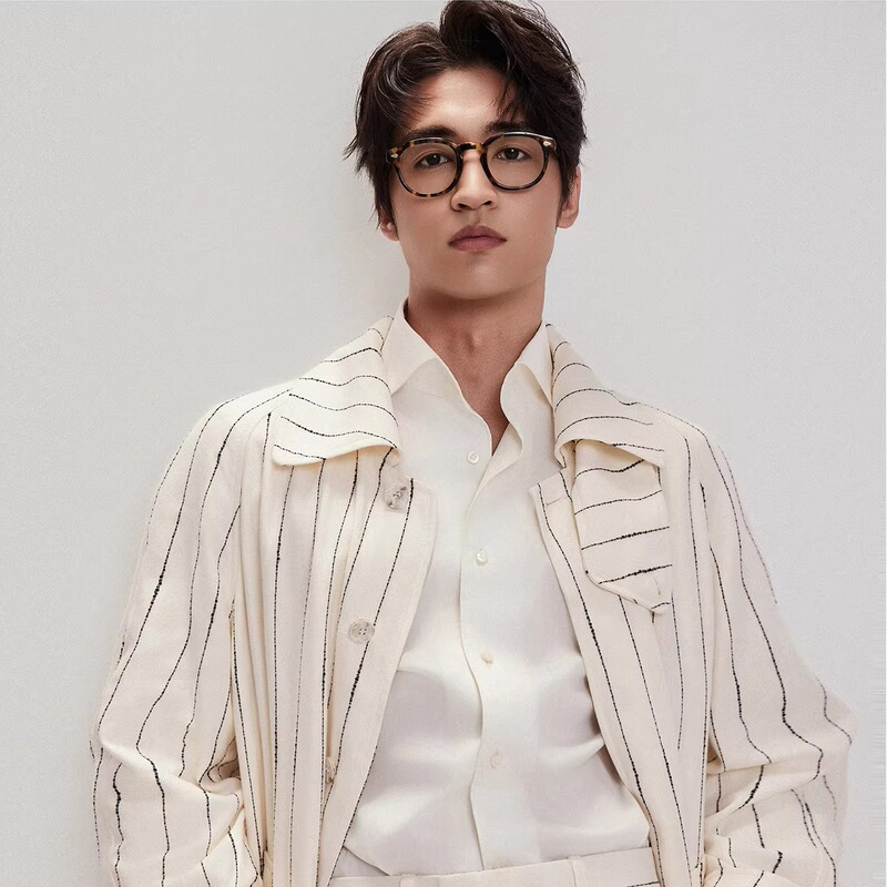 Chrispeng Khaki Blue Striped Linen Blend Balmacaan Windbreaker for Men Balmacaan