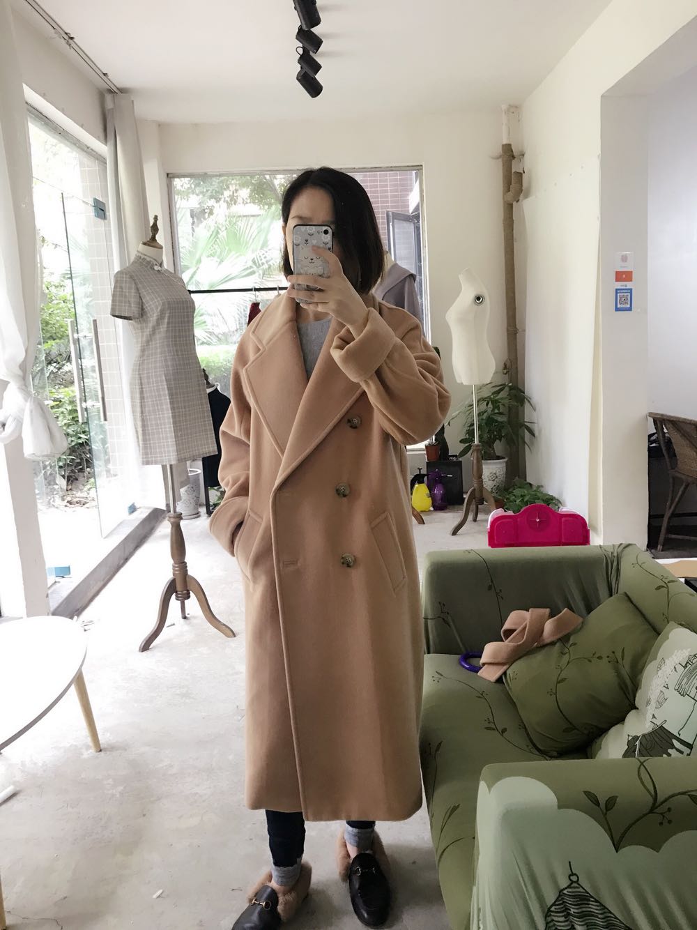 JULEE Custom M Home Moose cashmere Grand coat in the long version Classic Outline Shape Loose 101801 Autumn Winter Tang Crystal The same