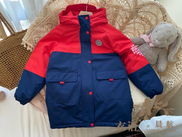 Three-proof technology fabric, pure cabinet tail, girls' macarons, windproof and water-repellent workwear, cotton warm jacket
