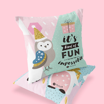 Strawberry half pond original design Nordic fairy tale owl comfortable cotton and linen cushion creative gift pillow with core