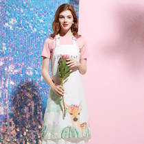  Strawberry half pond original Nordic bonjour cactus garden apron fresh waterproof cotton and linen couple apron