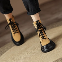 非侈 Martens, эксклюзивные двухцветные универсальные короткие сапоги со шнурками на платформе, из натуральной кожи, коллекция 2023