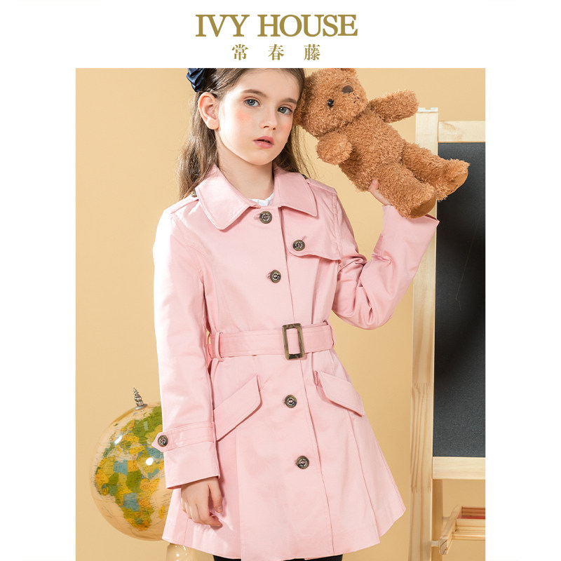 IVY HOUSE Ivy Kids Girls 2020 Spring & Autumn New Classic Mid-Length Single-Breasted Trench coat