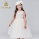 IVY HOUSE Ivy Kids Váy Cô Gái Cổ Tròn Không Tay Thêu Hoa Cô Gái Lưới Sợi Váy Váy Công Chúa - Váy trẻ em