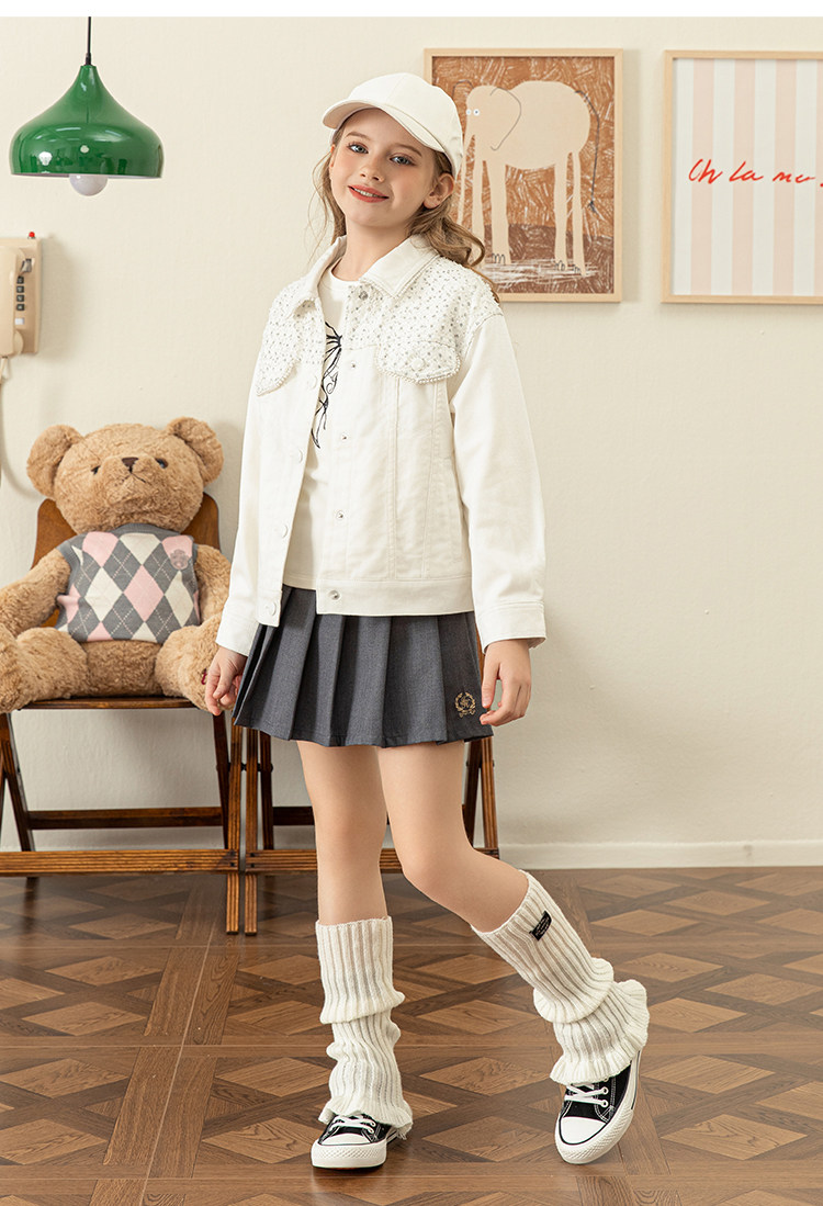 Детская куртка Жан ivy house常春藤儿童装女童秋季新款 甜酷牛仔梭织外套上衣亲子装