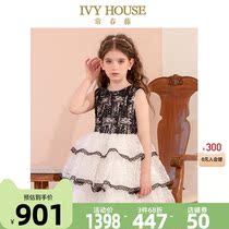 IVY HOUSE Ivy Ivy Childrens Fall New Little Fragrance Dress Dress Black and White Classic