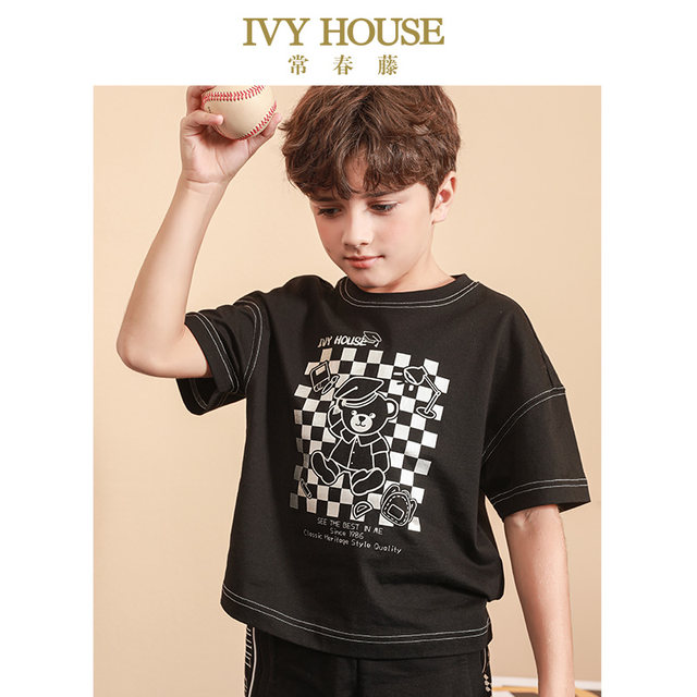 IVYHOUSE Ivy ເຄື່ອງນຸ່ງເດັກນ້ອຍຜູ້ຊາຍ 'T-shirt summer style round neck trendy cool street short-sleeved cotton