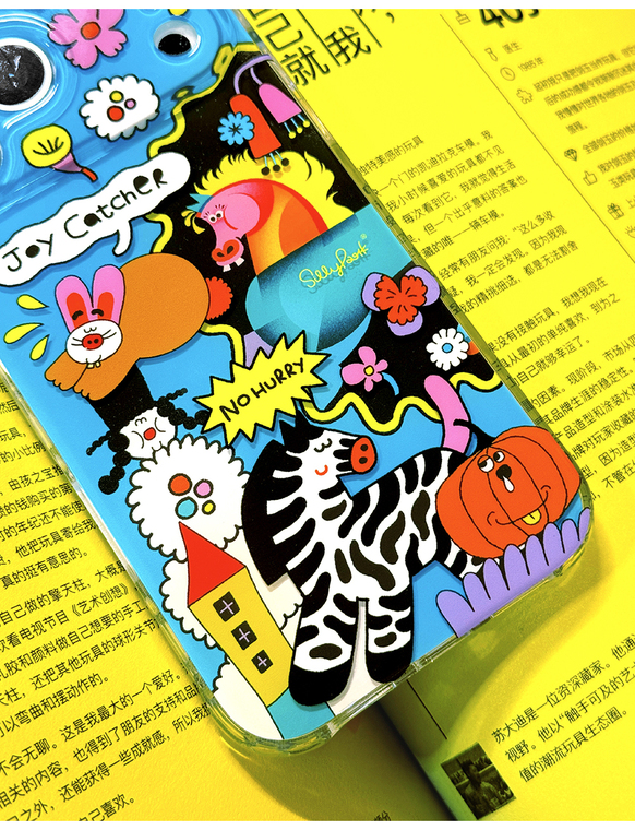 3D Double Layer Bright Blue Animal Flower Illustration JoyCatcher – Pro/Plus/Max/Air – 17, 16, 15, 14, 13, 12 iPhone Case