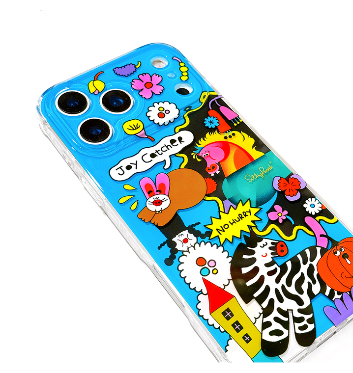 3D Double Layer Bright Blue Animal Flower Illustration JoyCatcher – Pro/Plus/Max/Air – 17, 16, 15, 14, 13, 12 iPhone Case