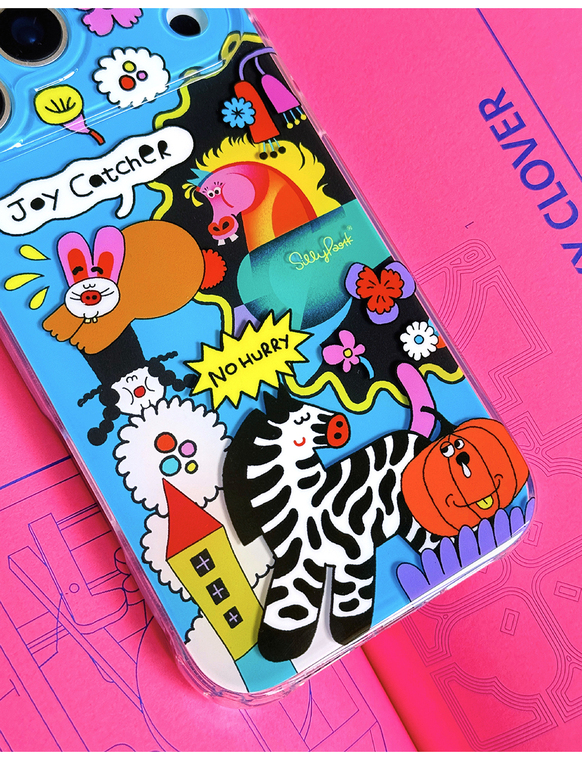3D Double Layer Bright Blue Animal Flower Illustration JoyCatcher – Pro/Plus/Max/Air – 17, 16, 15, 14, 13, 12 iPhone Case