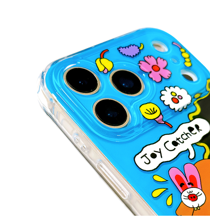 3D Double Layer Bright Blue Animal Flower Illustration JoyCatcher – Pro/Plus/Max/Air – 17, 16, 15, 14, 13, 12 iPhone Case