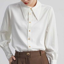 Mularsa high-end spire white shirt woman 2022 Spring new acetate satin stack wearing long sleeves shirt