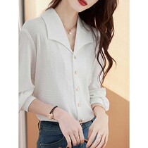 Mularsa French sense of muscular sense turning white shirt woman 2022 Spring summer new temperament 100 hitch commuter blouse