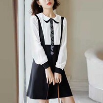 Mularsa Temperament Reduction Dolls Collar Dress Collar Dress 2022 Spring New Shades Casual 100 Lapped Splice Skirt