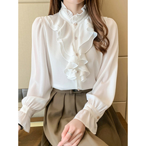 Mularsa Lotus Leaf Collar Shirt Woman 2022 Spring New Design Sensation Small Crowd 100 Hitch Age Long Sleeve Shirt