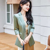 Mularsa high-end acetate satin green suit jacket woman 2022 Summer new cashew slim little western suit