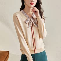 Mularsa method butterfly knot knitwear woman 2022 early spring new pearl deduction age loose sleeve headcoat